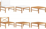 Teakholz Diivan Mittelteil mit Creme Kissen f&uuml;r Garten und Terrasse als Gartenm&ouml;bel Teak Diivan