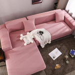 Modulares L-f&ouml;rmiges Sofa-Schonbezug-Set, Stretch-Sofabezug In Volltonfarbe, Schutz for Sektionsm&ouml;bel(Pink,4 Seater+4 Seater)