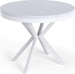 WFL GROUP &Uuml;mmargune pikendatav s&ouml;&ouml;gilaud, Loft stiilis laud valgete metalljalgadega, 90 kuni 170 cm, t&ouml;&ouml;stuslik laud elutuppa, kompaktne, 90 cm, valge