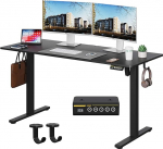 Elektriline seisev laud, reguleeritava k&otilde;rgusega, seisev laud lukustatavate ratastega, ergonoomiline istuv/seisev laud t&ouml;&ouml;ks, arvutit&ouml;&ouml;koht, must (must, 140 x 60 cm)