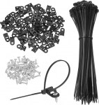 hankimise kaart 120tk 3/4" kaabliside sadulakinnitid koos 6" kaablisidemete ja M3 keermestuskruvidega, traadi korraldaja hoidja klambrite komplekt, must