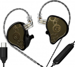 ND Venus In-Ear Monitor k&otilde;rvaklapid, 10 mm topeltmagneetilise d&uuml;naamilise juhiga IEM k&otilde;rvaklapid, HiFi juhtmega m&auml;nguk&otilde;rvaklapid, 2-pinnaline eemaldatav kaabel (mikrofoniga, must, USB-C port)