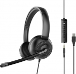 Speedlink METIS USB stereok&otilde;rvakomplekt - kerged juhtmega k&otilde;rvaklapid mikrofoni ja kaabliga kaugjuhtimispuldiga, USB-A ja 3,5 mm pistikupesa, hoiukott, must