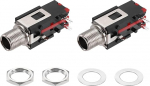 hankekaart 2 x 6.35mm Stereo Audio Jack Plug 50V 3 Pin PCB Female Video Ports Stereo Headphone Jack koos mutrite ja vahekaugustega k&otilde;rvaklappide, k&otilde;larite, auto audio jaoks
