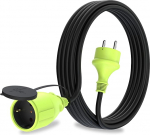 MutecPower Schuko pikenduskaabel v&auml;litingimustes IP44 H05RR-F3G 1,5 mm&sup2; V&auml;litingimustes kasutatav pikendus kaitsekontaktpesa ja Schuko pistikupesa 5 m must / roheline