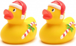 Duckshop Badeente Weihnachtsmann mit Zuckerstange I Quietscheente I L: 9 cm I Geschenk Weihnachten I Geschenk Nikolaus I Adventskalender (Packung mit 2)