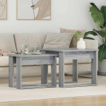 Nesting Couchtisch Set 2 St&uuml;ck Graues Sonoma Holzwerkstoff - Modernes Couchtisch Set mit gro&szlig;em 50 x 52 x 42 cm ja kleinem 50 30 37 cm aus Holzwerkstoff f&uuml;r das Wohnzimmer