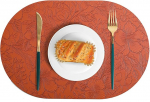 Tischsets Platzsets, 10er Set Oval mit Blumenmuster Platzset & K&uuml;stenfahrer Modern, Tischset f&uuml;r K&uuml;chen Zuhause Esszimmertisch Restaurant, Braun, 30x43cm
