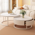 Modernes 2-in-1-Couchtisch-Set - Stilvolle 80 cm gro&szlig;e, wei&szlig;e runde Tische f&uuml;r Wohnzimmer, Schlafzimmer und B&uuml;ro - einfache Montage, platzsparendes Design, vielseitige Heimdekoration