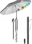Menz Sonnenschirm Strand 3-in-1 Set &Oslash;180 cm Anthrazit - Strandschirm windfest stabil mit UV50+ Sonnenschutz, Eindrehbodenh&uuml;lse Sonnenschirm & Schutzh&uuml;lle - h&ouml;henverstellbar & neigbar