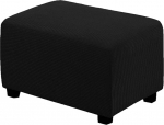 BEDSETS Stretch Ottoman Cover Ottoman Slipcover Diivan Cover Stool Protector Storage Ottoman Covers Furniture Protector Pehme ristk&uuml;likukujuline Slipcover elastse lindiga (must, L)
