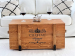 Onu Joes kirst Chateau kohvilaud kirstu laud Vintage Shabby Chic stiilis massiivpuidust pruunikas hoiuruumiga ja kaanega puidust kasti k&uuml;ljelaua maamaja elutoa laud