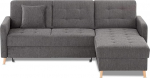 KHG nurgadiivan 222 x 87 x 162 cm magamisfunktsiooniga ja voodikastiga, antratsiit, paremal, mikrokiud, t&auml;ispuidust jalad, skandinaavia disain, mugav ja ruumis&auml;&auml;stlik