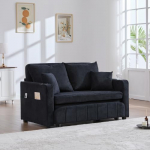 vutizal Schlafsofa Diivan Diivan 2 Sitzer Ausziehsofa klappbar mit Schlaffunktion USB Becherhalter, Chenille Sofa abnehmbar waschbar mit Aufbewahrungstasche als Sofabett f&uuml;r Wohnzimmer, Schwarz
