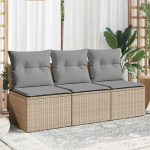 Homgoday aia diivan koos 3 istekoha padi Beige Poly Rattan diivanid v&auml;ljas diivan diivan Aia diivan elutuba Patio v&auml;ljas m&ouml;&ouml;bel