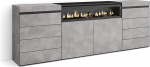Skraut Home sahtlitega kapp 214 x 75 x 35 cm magamistoas elektriline kamin kaasaegses stiilis tsementkapp 214 x 75 x 35 cm