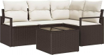 vidaXL Diivan Set mit Kissen 5 pcs Braun und Creme Poly-Rattan, Garten und Terrasse, modernes Outdoor-Sofa-Set, wetterfestes Couch-Set, Rattan-Optik Sitzgruppe