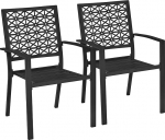 Yaheetech 2 metallist tooli, s&ouml;&ouml;gitoolide komplekt, maksimaalne koormus 136 kg, virnastatavad metallist aiatoolid, 58 x 59,5 x 89 cm, L x S x K, mustad.