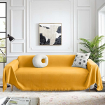 MEETSKY Sofabezug f&uuml;r Sektionalsofa-Set, Couchbez&uuml;ge f&uuml;r 3 Kissen, Couch&uuml;berz&uuml;ge f&uuml;r Hundesofa, Schonbez&uuml;ge f&uuml;r Sofas, &Uuml;berwurf&uuml;berz&uuml;ge (XXL, 231,1 x 340,4 cm, Gelb)