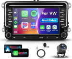 4G&64G VECHTEL 7" Autoradio f&uuml;r VW Golf 5 6 Polo Passat Skoda Touran Tiguan Seat Carplay Android Auto,DSP EQ,WiFi GPS Navi,mit USB/Type-C,Mirror Link,RDS/FM Radio 2 Din mit AHD Tagfahrkamera