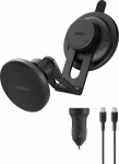 Belkin BoostCharge Qi2 autolaadija, magnetiline mobiiltelefoni hoidja auto laadimisfunktsiooniga, induktiivne laadimisjaam MagSafe &uuml;hilduv, ventilatsiooni hoidja USB C kaabliga iPhone'ile, Galaxy'le, Pixelsnap'ile - Must