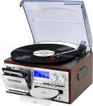 9-in-1 Vintage plaadim&auml;ngija Bluetooth, CD, kassett, AM/FM raadio, USB/SD kodeerimine, Aux sisend, RCA liiniv&auml;ljund, h&otilde;be
