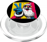 Weihnachtsmann Friedenszeichen Retro Pop Charakter Grafik Kunst lustig PopSockets PopGrip f&uuml;r MagSafe