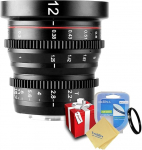 Venidice 12 mm T2.2 Manual Focus Portrait Cine Lens for Olympus Panasonic MFT, M4/3 Mount G9 GX7 GX8 GH3 GH5 BMPCC 4K Z CAM E2