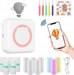 ZAKVOP Mini Printer 300DPI, Mini Printer Sticker, Mini Printer for Smartphone, Bluetooth Portable Mini Thermal Printer for iOS and Android, Mini Photo Printer for Notes, List, Memo - Pink
