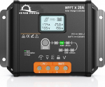 SUNER POWER MPPT Solarladeregler, 20 A, 12 V, 24 V, LCD-ekraan, 20 A Solarmodul-Laderegler mit Temperatursensor f&uuml;r 12 Volt 24 Volt Blei-S&auml;ure, AGM, Gel, &uuml;berflutete und Lithium-LiFePO4-Batterie
