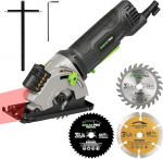 GALAX PRO 580 W ketassaag, 3500 RPM Maksimaalne l&otilde;ikes&uuml;gavus 28,5 mm, kolm t&uuml;kki 85 mm saetera, varustatud laserjuhiga, sobib puidu, PVC ja muude materjalide l&otilde;ikamiseks.