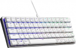 Cooler Master SK620 juhtmega m&auml;nguklaviatuur - kompaktne 60% paigutus, lamedad mehaanilised l&uuml;litid, RGB valgustus nupu kohta, lennujuhtimine - QWERTZ, saksa klaviatuur h&otilde;bedane/valge