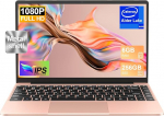 NOTODD 2026 S&uuml;learvuti 14-tolline Win11 Pro 6GB DDR4 256GB SSD TF Support 1TB Celeron N4020 (kuni 2.8GHz) Full Metal 5000mAh s&uuml;learvuti 1080P Mini HDMI Saksa klaviatuuri kaitse ja traadita hiir kuldne