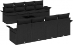 Rantry 9-teiliges Garten-Sofa-Set mit Kissen Schwarz Poly-Rattan Gartenlounge Model3345293