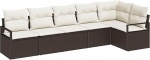 Rantry 6-teilige Garten Sofa Set mit Kissen Braun Poly Rattan Gartenlounge Model3346398