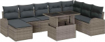 Rantry 9-teiliges Garten-Sofa-Set mit Kissen Grau Poly-Rattan Gartenlounge Model3348695