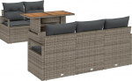 Rantry 6-teiliges Garten Sofa Set mit Kissen Grau Poly Rattan Gartenlounge Model3358386