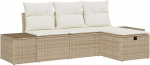 Rantry 4-teiliges Garten Sofa Set mit Kissen Beige Poly Rattan Gartenlounge Model3359350