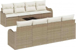 9-teiliges Garten-Sofa-Set mit Kissen Beige Poly Rattan, 2-Sitzer Garten-Sofa mit Kissen Beige Poly Rattan Gartenlounge Model3345631