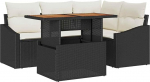 Rantry 5-teiliges Garten Sofa Set mit Kissen Schwarz Poly Rattan Gartenlounge Model3358567
