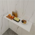 WallMounted Klapptisch Rund Ecke Design SpaceSaving Schwimmtisch f&uuml;r kleine R&auml;umeIdeaalne kodukontorisse Fensterrahmenleiste (valge 80x40cm/31.5x15.7in)