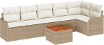 7 osaliges Garten-Sofa-Set mit Kissen Beige Poly Rattan Akazie, 2-Sitzer Garten-Sofa mit Kissen Beige Poly Rattan Gartenlounge Model3347463