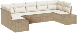Rantry 7-teiliges Garten Sofa Set mit Kissen Beige Poly Rattan Gartenlounge Model3347211