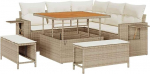 Rantry 8-teiliges Garten Sofa Set mit Kissen Beige Poly Rattan Akazie Gartenlounge Model3363686