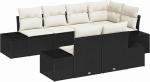 7-teiliges Garten-Sofa-Set mit Kissen Schwarz Poly Rattan Gartenlounge Model3355766