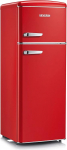SEVERIN RKG 8930 Retro Fridge/Freezer Combination, Space-Saving Space-Saving Wonder, 4 x Height-Adjustable Shelves and a Large Veggie Box, 206 L Net Capacity, Red