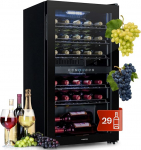 Klarstein veinikapp, 2 tsooniline joogik&uuml;lmik, v&auml;ike, vabalt seisev v&auml;ike veinikapp, 80 l, klaasuksega veinikapp, pudelik&uuml;lmik sees/v&auml;ljas, veinikapp 29 pudelit