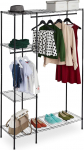 Relaxdays Open Wardrobe with Clothes Rail Free Standing Closet System Metal H180 x 120 x 45 cm Black