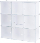 Baroni Home Space-saving cabinet, organiser with stackable plastic compartments for bedroom, cabin, entrance, white, 9 compartments, 117 x 37 x 111 cm