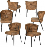 MEUBLE COSY s&ouml;&ouml;gitoa toolid 6-st komplekt koos punutud seljatoega k&ouml;&ouml;gitool polsterdatud tool kontoritool mokkanahast metalljalgadega beež